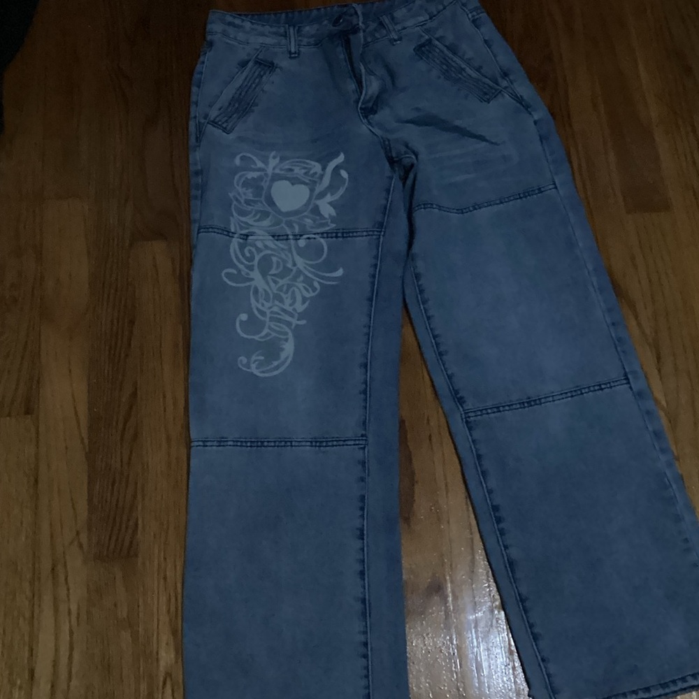 Woman’s Blue Jeans with Graphic Design